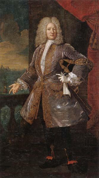 unknow artist Portrait of a nobleman,full-length,standing on a balcony oil painting picture
